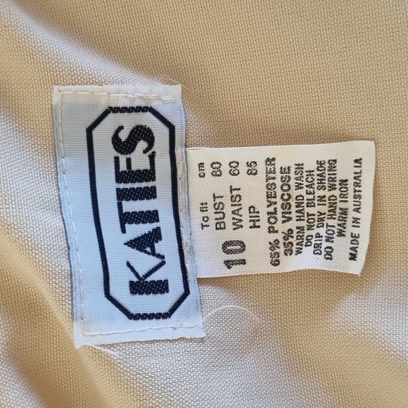 Katies, vintage cream/black panel midi dress, with belt, size 10 - Picture 7 of 7